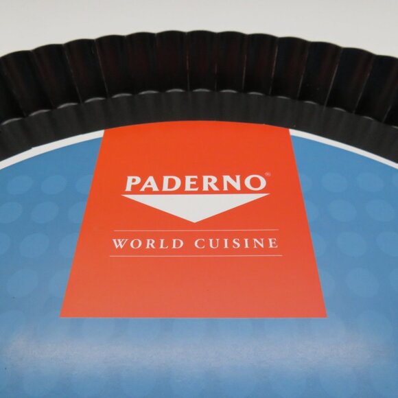 Tart Tin Pan 12” Nonstick Black Steel Round Fluted Removable Bottom Bake Paderno - Picture 2 of 14